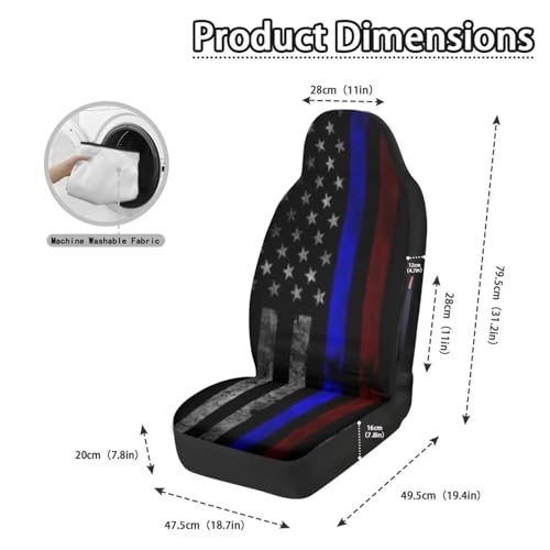 2 Piece Car Seat Covers Front Seat Only, American Flag Printed Front Auto Seat Cover Waterproof, All Weather Car Front Seat Cover Airbag Compatible, Universal Fit for Cars Truck SUV Sedan - color: American Flag - Black and Blue