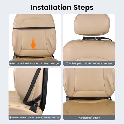 Viaviat Car Seat Protector Large Kick Mat 2 Pack Durable Water Resistant Auto Seat Back Covers with 2 Mesh Pockets Protection Against Dust Mud Scratches (Beige-A, 2-Pack) - color: Beige-A