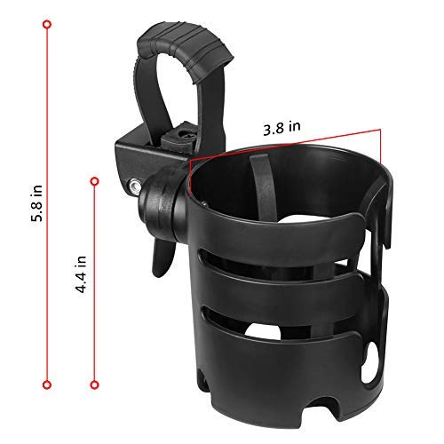 Accmor Stroller Cup Holder with Adjustable Strap, 360 Degree Rotatable Universal Cup Holder for Uppababy, Nuna, Doona Stroller, Drinks Holder for Wheelchair, Walker, Rollator