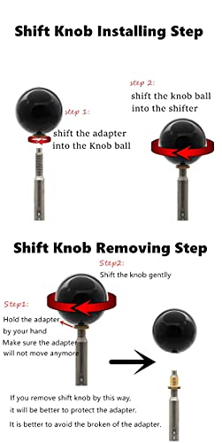 Top10 Racing 8 Ball Billiard Black Round Shift Knob Acrylic Gear Shift Knob with 3 Adapters Universal Fit for Manual Car M 8 * 1.25, M 10 * 1.25, M 10 * 1.5, M 12 * 1.25