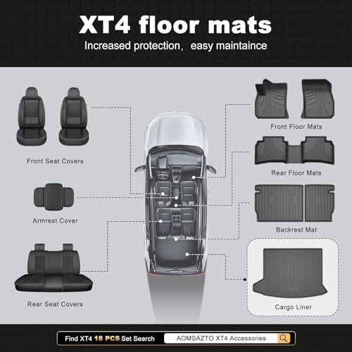 2025 XT4 Cargo Liner | Custom Fit Trunk Mat for 2019-2025 Cadillac XT4, All Weather Rear Cargo Mat 3D Waterproof Durable Odorless Trunk Liners for 2025 XT4 Cargo mat, Black - style: 1) for Cadillac XT4 Cargo Liner