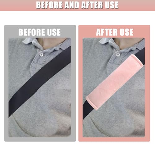 2PCS Car Seat Belt Pads Cover - Soft Fluff Car Seat Belt Shoulder Strap Cover Harness Pad Protect Your Neck - Universal Comfortable Seatbelt Strap Cushion for Most Cars & Backpacks (Pink) - color: Pink