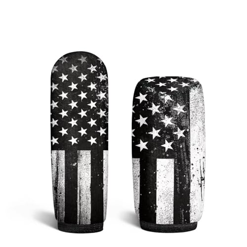 American Flag Black Print 2 Pcs Car Gear Shift Knob Cover Handbrake Cover Comfortable Vehicle Shift Lever Handle Protector Car Gear Shift Cover Set Universal Fit for Cars - color: American Flag Black