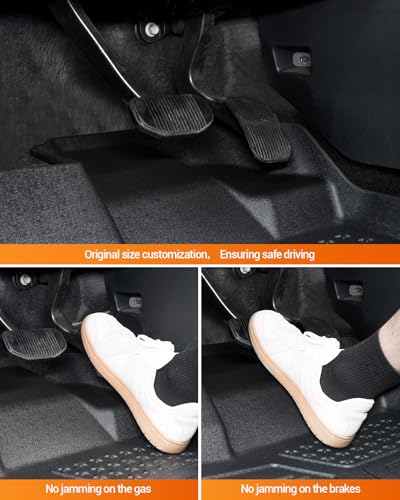 SEALIGHT Tesla Model Y Floor Mats 5 Seat 2021-2024, All Weather Custom Fit Floor Liners, 1st & 2nd Row Full Coverage, 3D Scanning Design, Non-Slip TPE Material, Waterproof & Stain-Resistant