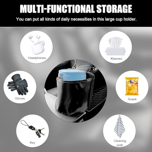 Yourkar Car Seat Side Large Cup Holder Expander Adapter Bag, Auto Seat Storage Hanging Bag for Water Bottle Cup and Drink, Multifunctional Auto Interior Organizer with Waterproof Liner