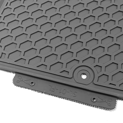 IKON MOTORSPORTS, Custom Fit Floor Mats Compatible with 2008-2017 Mitsubishi Lancer, Gray/Grey Latex Rubber All Weather Car Auto Carpets Liner 5PC Protector, 2009 2010 2011 2012 2013 2014 2015 2016