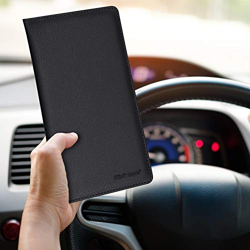 Wisdompro Car Document Holder Organiser, PU Leather Vehicle Insurance and Registration Holders Wallet Case for ID Card, Driving Licence, Key Contact Information Cards - color: Black