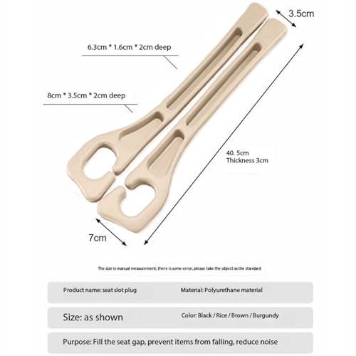 Car Seat Gap Filler Organizer Universal Fit Car SUV Truck Console Side Plug Strip Stopping Phone Key from Falling, Pack of 2 (Beige) - color: Beige