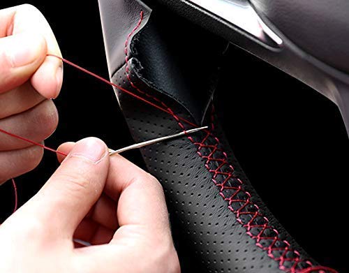 DIY Carbon Fiber Steering Wheel Covers for Infiniti Q50 2014 2015 2016 2017 Sport 15 inch Stitching Leather Interior Accessories