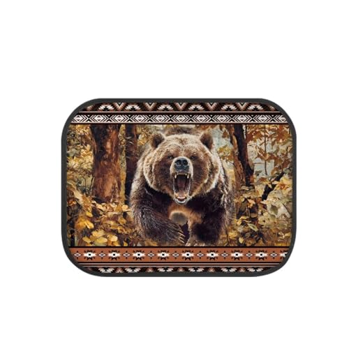 Car Mat Aztec Bear Auto Front & Back Floor Carpet,4 Pcs Non Slip Anti-Dirty Foot Pad Rug Automotive Interior Accessories - color: Aztec Bear