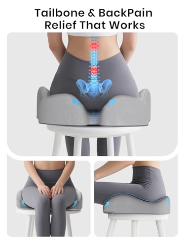 Benazcap Seat Cushion - Memory Foam Car Seat Pad - Sciatica & Lower Back Pain Relief - Car Seat Cushions for Driving - Road Trip Essentials for Drivers, Grey