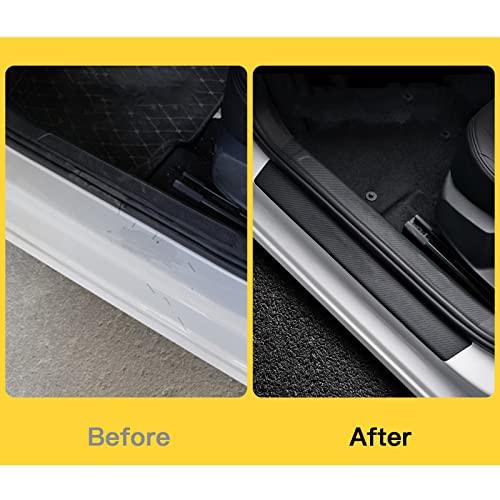 Door Sill Plate Protectors for Car - Universal Door Entry Guards Sill Scuff Cover Panel Step Protector, Welcome Pedal Protector Cover, Carbon Fiber, 4pcs/Set
