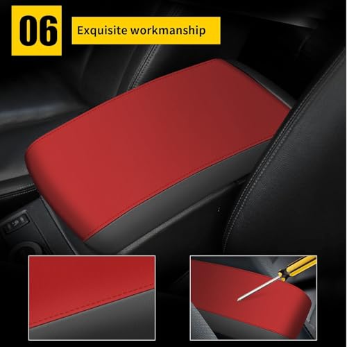 AOMSAZTO Armrest Covers for 2012-2015 Honda Civic Black with Red Leather - color: red
