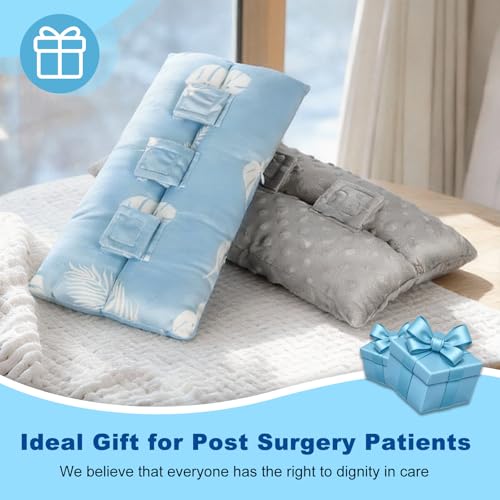supregear Abdominal Seatbelt Pillow, Soft Minky Dot Cover Cushion with Hot/Cold Pack Pocket for Gentle Comfort and Pressure Relief During Travel or Recovery (Grey) - color: Grey (Minky Dot Cover)