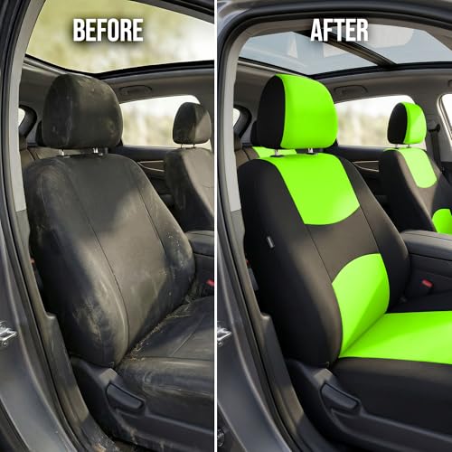 FH Group Flat Cloth Full Set Car Seat Covers Three Row 7 Seater - Universal Fit for Cars, Trucks & SUVs Green - color: Green