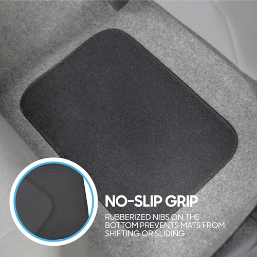 BDK MT-100-CC Classic Carpet Mats for Car SUV Van and Truck-Universal Fit Front and Rear Floor Protection with Heelpad (Gray Charcoal), Black - color: Black