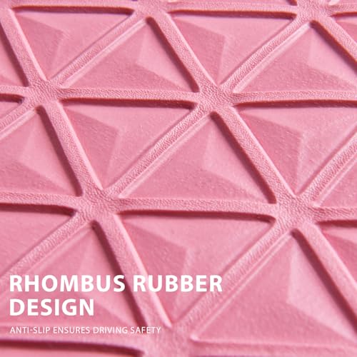 CAR PASS Bling Diamond Car Mats Rubber Floor Mats Full Set Anti-Slip 3D Rhombus Waterproof Trim to Fit Liner Universal Glitter Crystal Sparkly Shining Rhinestone Girl Women SUV Sedan Van, Pink Rubber - color: Pink Rubber