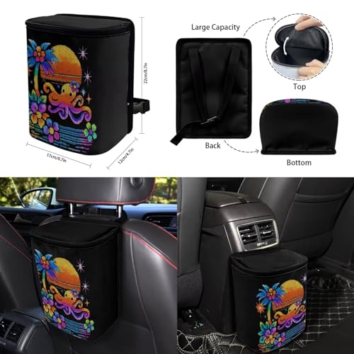 Forchrinse Hawaiian Octopus Car Seat Covers Full Set for Women Men Front Back Seat Cover Steering Wheel Cover Seatbelt Pads Handbrake Gearshift Cover Garbage Can 15Pack Auto Accessories - color: Hawaiian Octopus