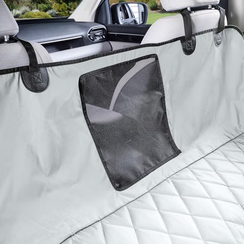 4Knines Dog Hammock for Cars, SUVs, and Small Trucks with Mesh Window (Regular, Grey) – Rear Seat Cover for 60/40 Split Bench w/Armrest & Seatbelt Access – Heavy Duty, Waterproof, Easy to Install - color: Grey