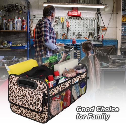 Trunk Organizer for SUV, Car Organizers and Storage with Reinforced Handles, Car Accessories for Women/Men - Large, Leopard Print