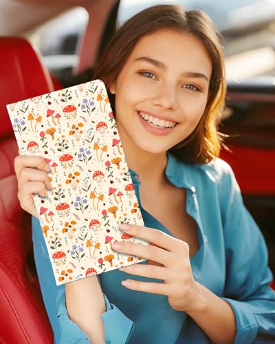 Slohif Car Registration and Insurance Holder - Mushroom Vehicle Glove Box Organizer Women with Magnetic Shut Leather Automobile License Holders Coasters Auto Accessories Case for Document - color: Bright Mushroom