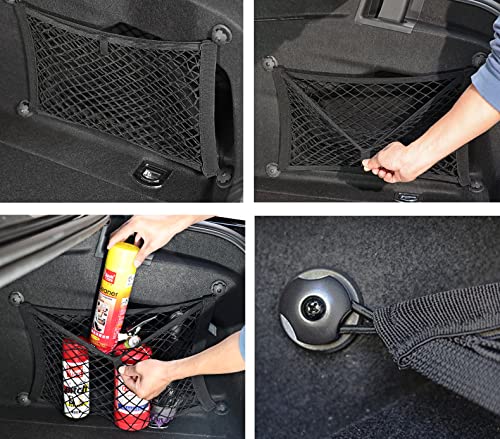 2 Pack Small Cargo Net Pocket Storage Mesh Net Elastic Automotive Cargo Nets Storage Pouch for Car Trunk Net, RV, Boat Storage Mesh Pocket Net with 8 Mounting Screws and Hooks (24 x 9.8 Inches) - size: 24 x 9.8 Inches