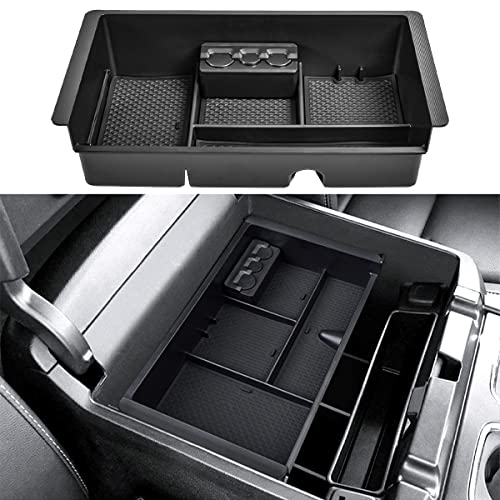 Center Console Organizer for 2014-2018 Chevy Silverado 1500 / GMC Sierra 1500 Accessories and 2015-2019 Sierra/Silverado 2500/3500HD and 15-2020 Yukon/Yukon XL/Tahoe/Suburban Armrest Storage Box black