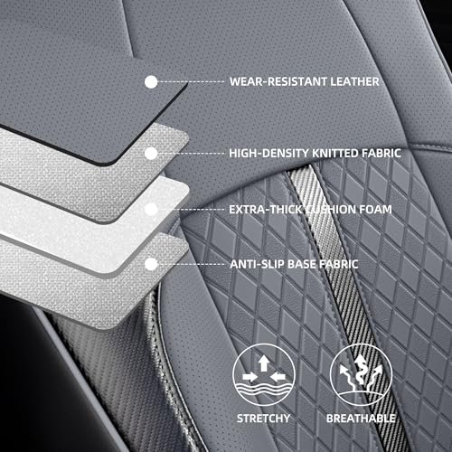 Custom Fit Seat Covers for 2025-2027 Toyota 4Runner (5-Seater), Waterproof Faux Leather Full Set, Full Coverage Protectors for SR5/TRD Off-Road/Sport/Limited/Trailhunter - Black+Grey