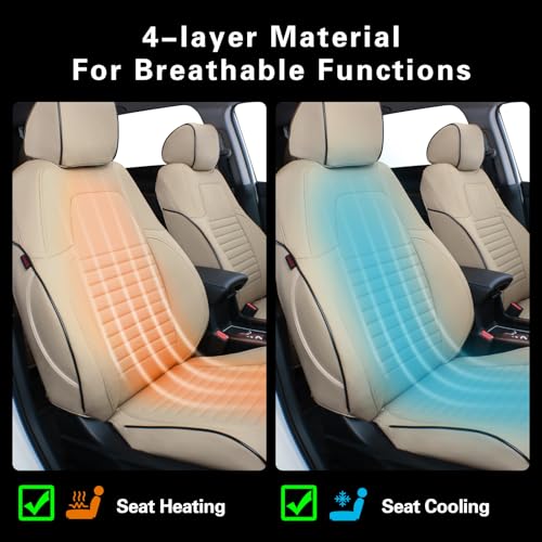 EKR Custom Fit Full Set Car Seat Covers for Select Honda CRV 2017 2018 2019 2020 2021 2022 - Leatherette (Beige) - color: Beige, size: 2017-2022 CRV