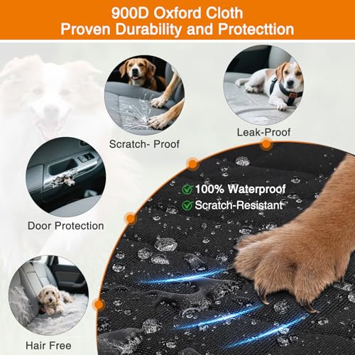 Dog Car Seat Cover for Tesla Model Y/3 with 2PCS Car Door Protector 100% Waterproof Pet Car Seat Cover Protects Vehicle from Hair, Scratches and Dirt, Customized Dog Car Hammock for Model Y/3 - size: Hammock Style