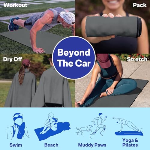 2 Pack Car Seat Towel Covers, Sweat Protector for Front Seats, Premium Thickened Microfiber with Elastic Strap, Breathable & Quick Dry, Machine Washable Cover for Gym Running Beach Universal Fit Grey - color: Grey