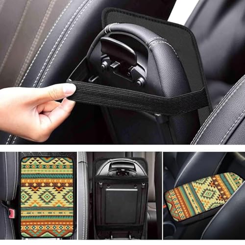 UNICEU Tribal Aztec Car Armrest Cover Universal Auto Center Console Pad Fit for Most Cars SUV Truck Sedan - color: Tribals