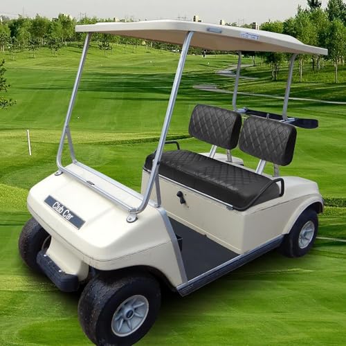Club Car DS Pre-2000 Golf Cart Seat Cover Thick Premium Marine Leather Made with Custom Diamond Stripe Soft Comfortable/Anti-Scratch/Anti-Fading/NO Stapler Required - style: Fit Club Car DS Pre 2000 Front Seat