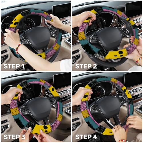 GENANY Nightmare Rag Doll Steering Wheel Cover, Non Slip Polyester Car Wheel Protector for Car SUV Truck, Universal 15 Inch - color: Drag Doll