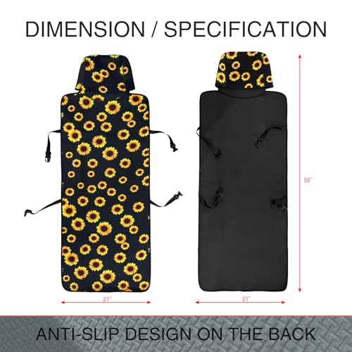 Universal Cloth Car Seat Covers Full Set with Buckle Fastening, Water-Resistant Fabric Auto Interior Protector – Fits Most Cars, SUVs, Trucks (Sunflower) - style: Sunflower