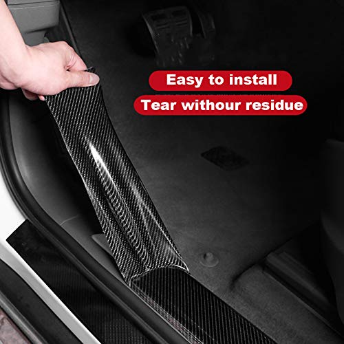 Automotive Car Door Edge Entry Guards Door Sill Protector Strip 5D Carbon Fiber Vinyl Wrap Film Paint Threshold Scuff Plate Protectors Anti-Collision for Most Vehicles (Black, 1.2in*33FT) - size: 1.2in*33FT