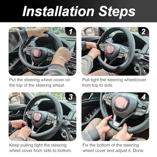 Luxury Microfiber Leather Steering Wheel Cover for Dodge Ram 1500 2500 3500, 15.5-16 Inch Non-Slip Breathable Interior Accessories, Comfortable Grip Anti-Slip Driving (Black)