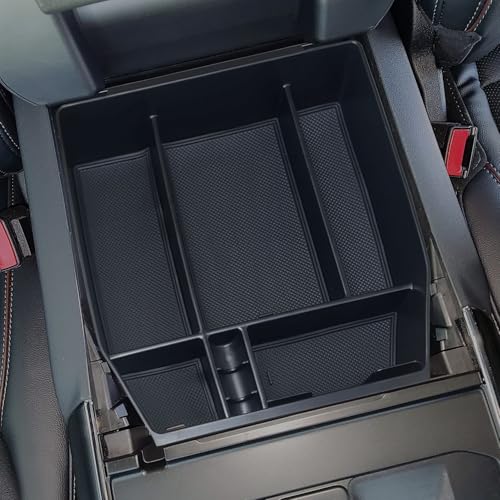 Center Console Organizer Compatible with 2021 2022 2023 2024 Ford F150 Interior Accessories, Armrest Box Insert Storage Tray (Full Console w/Bucket Seats ONLY) Black Trim