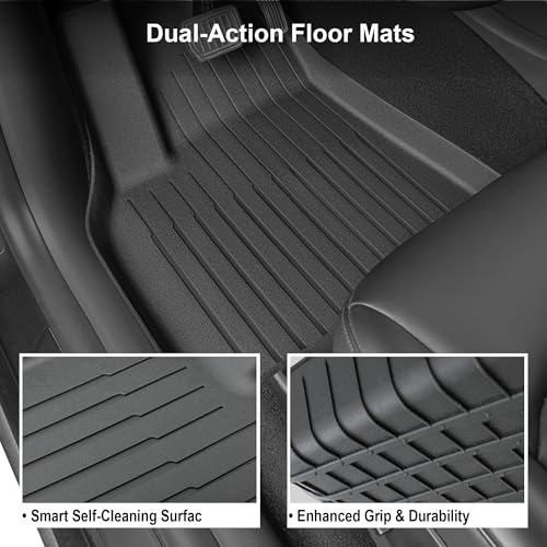 SUPER LINER Tesla Model Y Floor Mats 2021-2024 | Custom Fit All-Weather 9-Piece Set TPE Material |Full Coverage Floor Mats Back Seat Protector, Cargo Liner, Trunk & Interior Accessories - size: For Model Y 2021-2024*9pcs