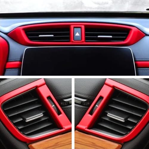 XITER 3pcs Central Front Side Air Condition Vent Outlet Trims for Honda CRV 2017 2018 2019 2020 2021 2022,Red - color: Red, size: 3PCS Air Vent Cover