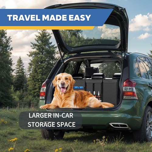 Backseat Hanging Organizer with Large Storage Bags | PU Leather, Large Capacity | Adjustable Straps, Waterproof & Collapsible | Universal Fit for SUVs, Sedans & Trucks | Black, 37.8" x 18.1" - P810 - color: Leather-Black