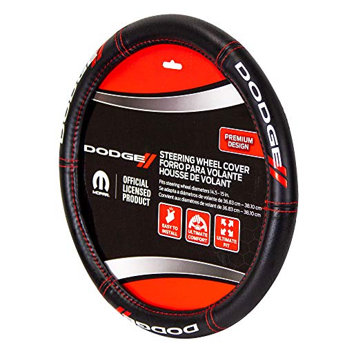 Plasticolor 006694R01 Dodge // Deluxe High Contrast Stitching Steering Wheel Cover