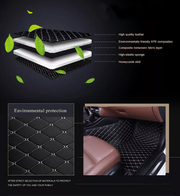 Custom Leather Car Mats, Vehicle-Specific Fit All-Weather Floor Mats, 100% Waterproof Anti-Slip Durable Protection for SUV Truck Sedan, Precision Tailored Protection (Light Brown) - color: Light Brown