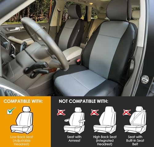 LPI Truck Heavy Duty Car Seat Covers for Front Seats; Fits Sedans and SUVs, Includes Front and Rear Storage Pockets, Built-in Molle Style Organizer; Semi-Custom Fit; Black/Grey, 2pcs - color: Sedan Seat Cover Grey