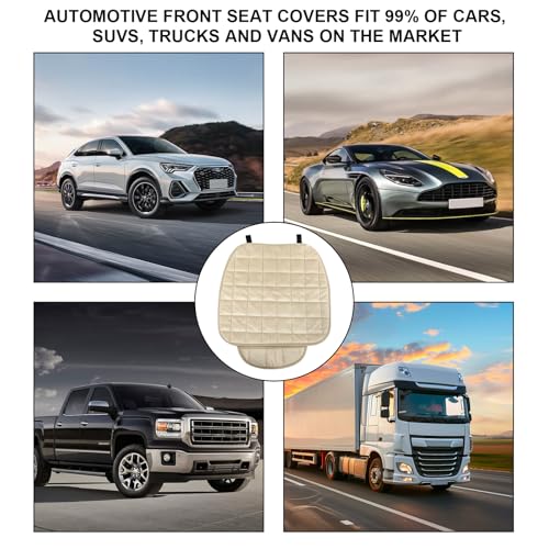 DXNQ Car Seat Cushion, Soft Plush Auto Seat Cover with Non-Slip Silicone Bottom & Storage Pocket, Universal Breathable Vehicle Seat Cushion Pad for Car Truck SUV, Car Accessories (Beige) - color: Beige