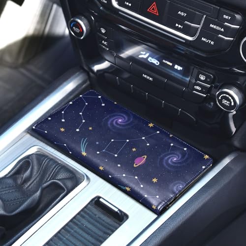 linqin Car Registration and Insurance Card Holder, Galaxy Space Glove Box Organizer Card Document Wallet - color: Galaxy Space