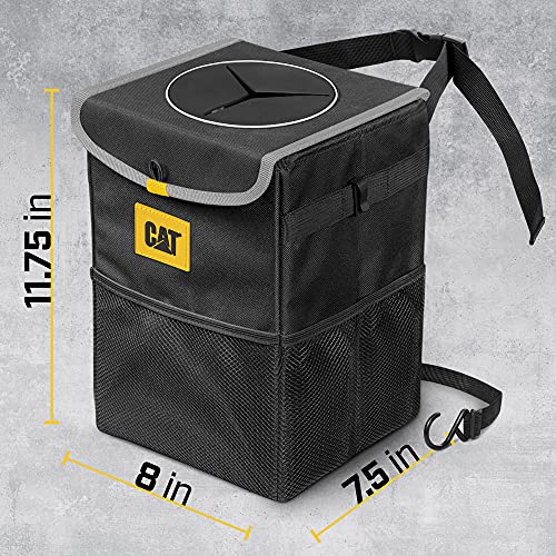 CAT® Car Trash Can & Ice Cooler – 2.4 Gallon Hanging Organizer with Anti-Spill Lid, Leak-Proof Waterproof Liner, Multi-Use Vehicle Bin for Cars, Trucks, SUVs – Heavy-Duty Travel Accessory