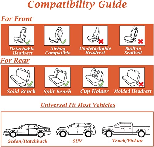Coverado Universal Seat Covers Front, 2-Pack Universal Seat Covers for Cars, Waterproof Nappa Leather Car Seat Covers with Head Pillow, Auto Protectors Fit for Most Sedans SUV Pick-up Truck-Beige
