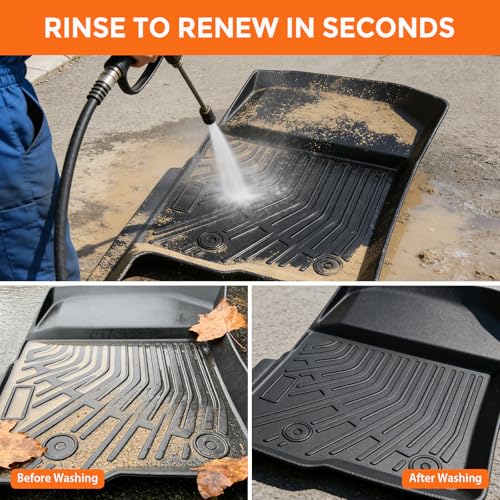 Floor Mats for Ford F-150 F150 SuperCrew/Crew Cab with 1st Row Bucket Seats 2010-2014 (Not for SuperCab or Regular Cab), Heavy Duty TPE All Weather Protection Waterproof Non-Slip (Two-Row Floor Mats) - style: 06) For Ford F-150 F150 SuperCrew/Crew Cab | 2