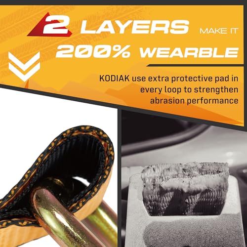 Adjustable Vehicle Tire Tie Down Straps Kit– 4pk Heavy Duty Tire Straps with Snap Hooks 10,000 lbs. Working Load 3333 lbs. Lasso 4 x Tow Strap Kit for Car, Truck, ATV Towing Accessories